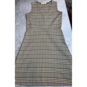 Marni Womens Plaid V-Neck Sleeveless Shift Dress Yellow Black White Italy